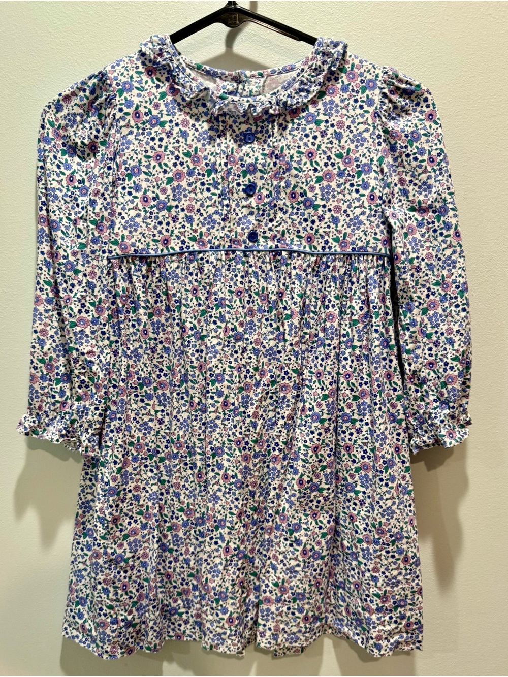 Little English Lavender, Blue and Green Floral Ruffle Dress Girls size 7